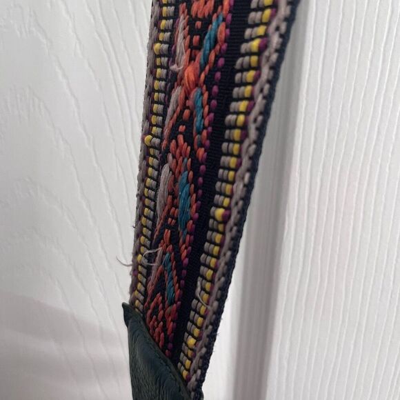 Ora Delphine Small Saddle Bag Emerald Green Pebbled Leather Guitar Strap Crossbo - Picture 9 of 12